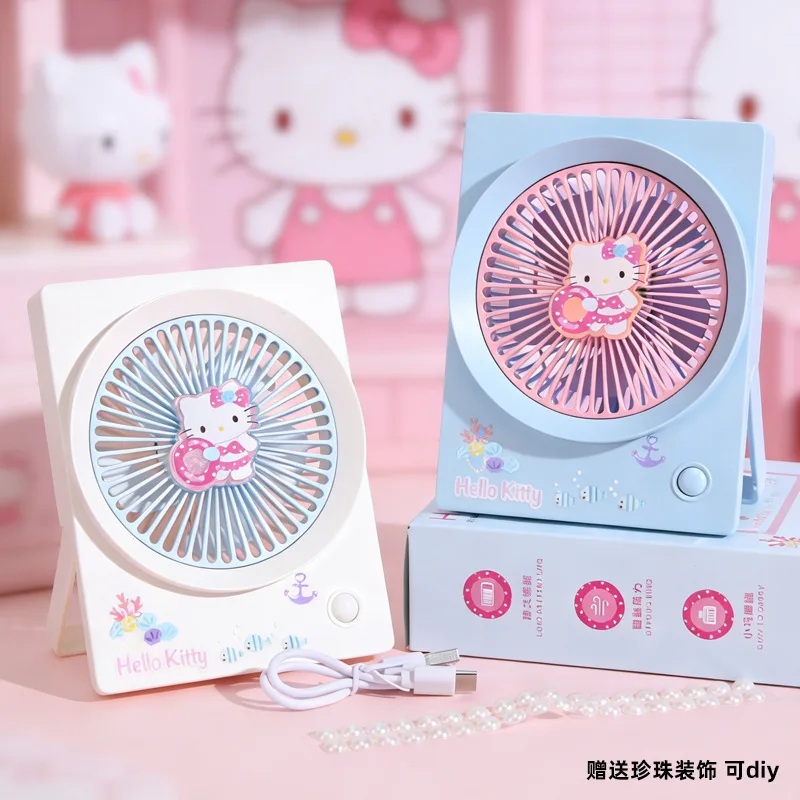 

Sanrio kitty cute type-C charging hanging fan portable charging outdoor sports carry-on rechargeable portable mini fan