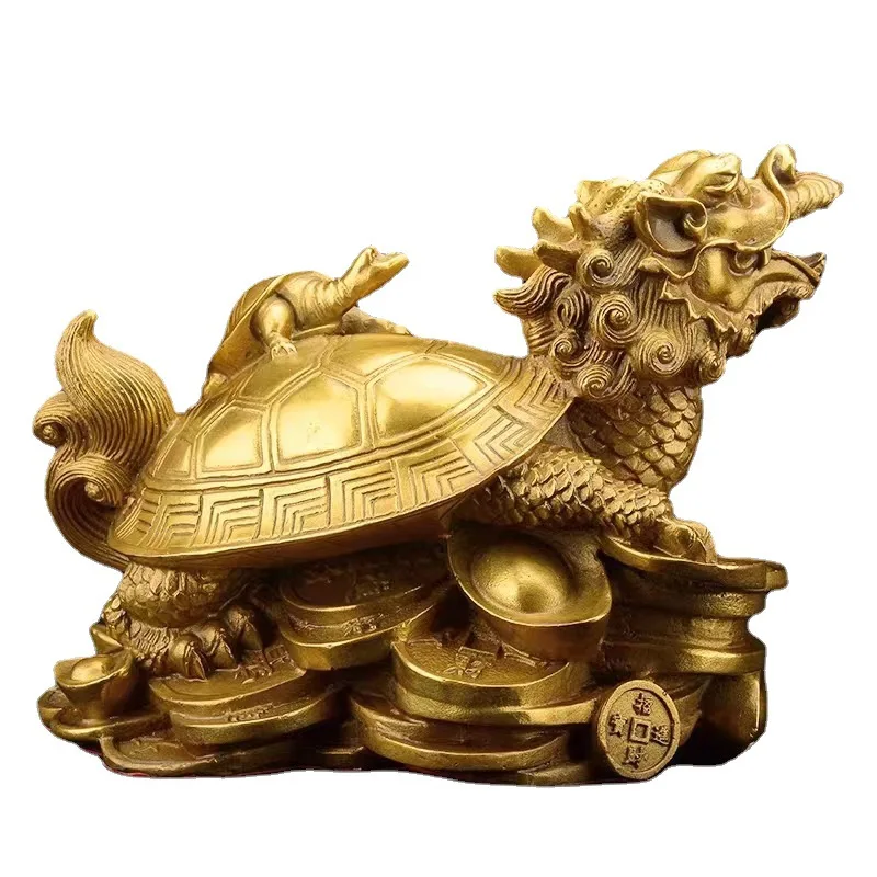 Copper Dragon Turtle Ornament Brass Bagua Dragon Turtle Gold Money Turtle