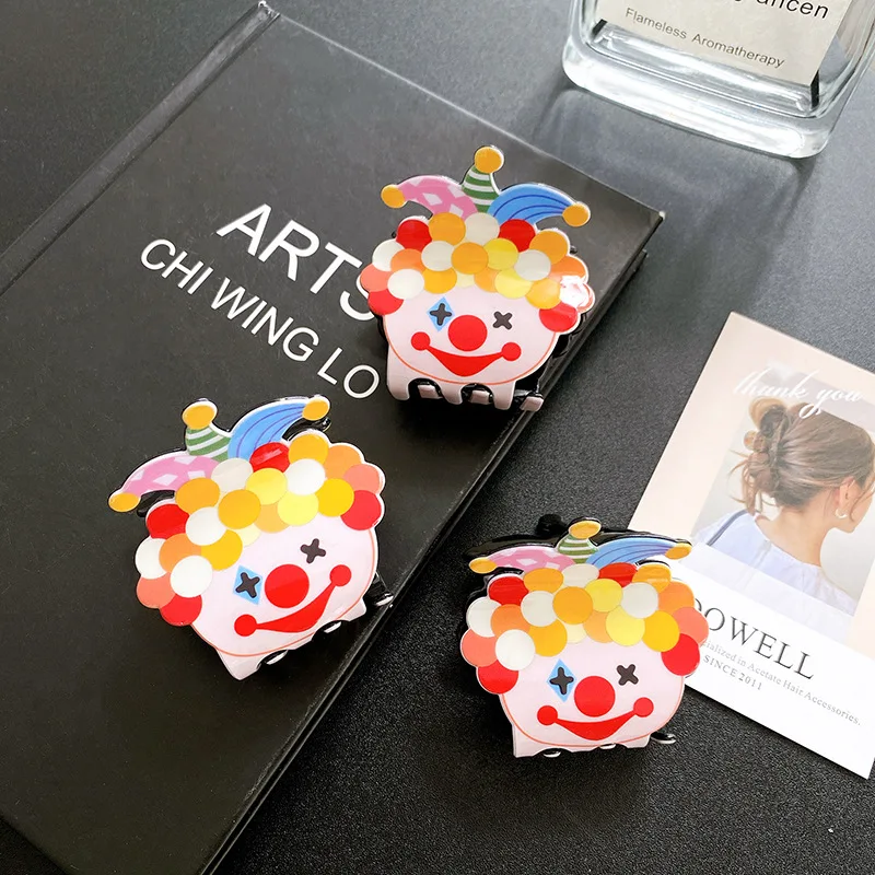 Creative Cartoon Clown Hair Clip Acrylic Printed Joker Crab Hair Clip New in Hair Claw Headwear Accessories Gift for Women Girls