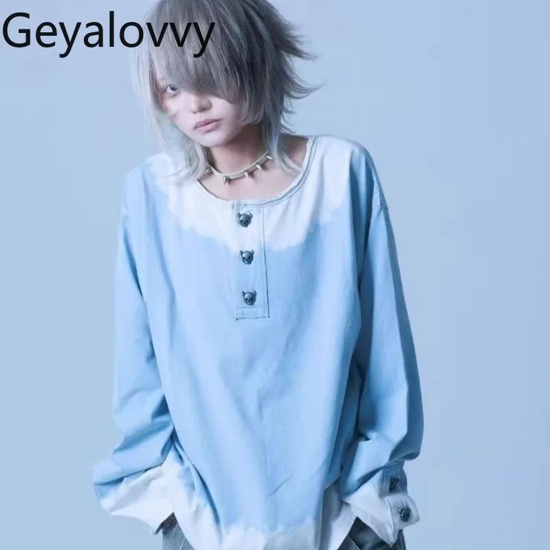 

2026 Spring and Autumn New Japanese Style Round Neck Tops Y2K Harajuku Style Printed Loose Long Sleeve Innerwear T-Shirt