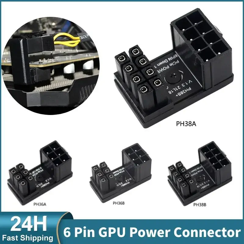 Graphics Card Power 180-degree Steering Connector 8/6 Pin GPU Power Adapter Board Chassis Wiring Beautification Accessories