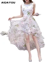 Vestido largo bohemio con estampado Floral para mujer, vestidos irregulares para graduación y playa, ouc429