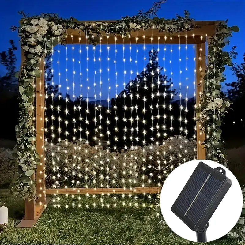 

Солнечная занавеска, светодиодная уличная водонепроницаемая гирлянда, украшение, гирлянда, двор, свадебная сказочная гирлянда, рождественские гирлянды