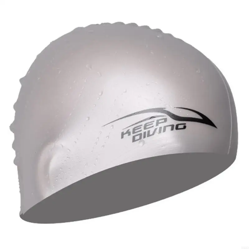 Silicone Swim Cap for Women Men, Waterproof Comfy Bathing Cap Swimming Hat, Easy to Put On and Off for Long Short Hair