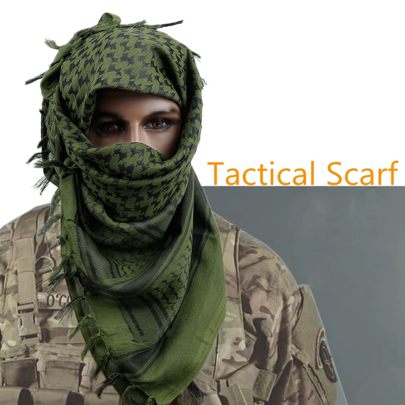 Tactical Desert Scarf Outdoor Hiking Scarves Army Military Arab Shemagh With Tassel For Unisex Gear Men Women Cotton Headwraps