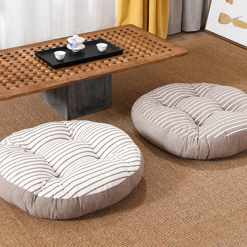 Cotton and Linen Futon Mat Japanese Round Bedroom Tatami Mat Living Room Meditation Soft Cushion / Floor Mat  틈새쿠션