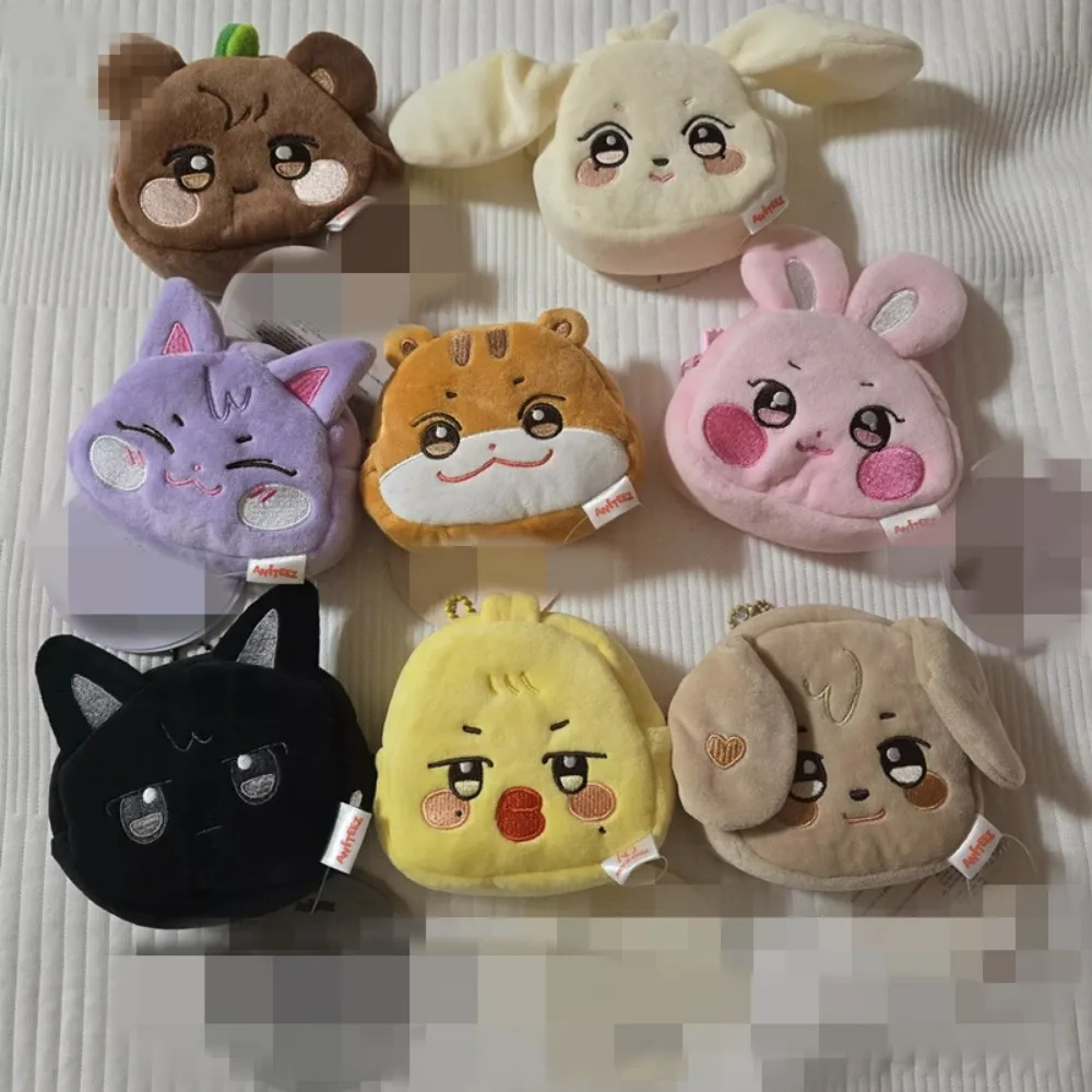 Kpop Ateez Aniteez Plush Coin Purse Kawaii Cartoon Animal Small Pouch Fashion Womens Headphone Case Cosmetic Travel Bags Gifts