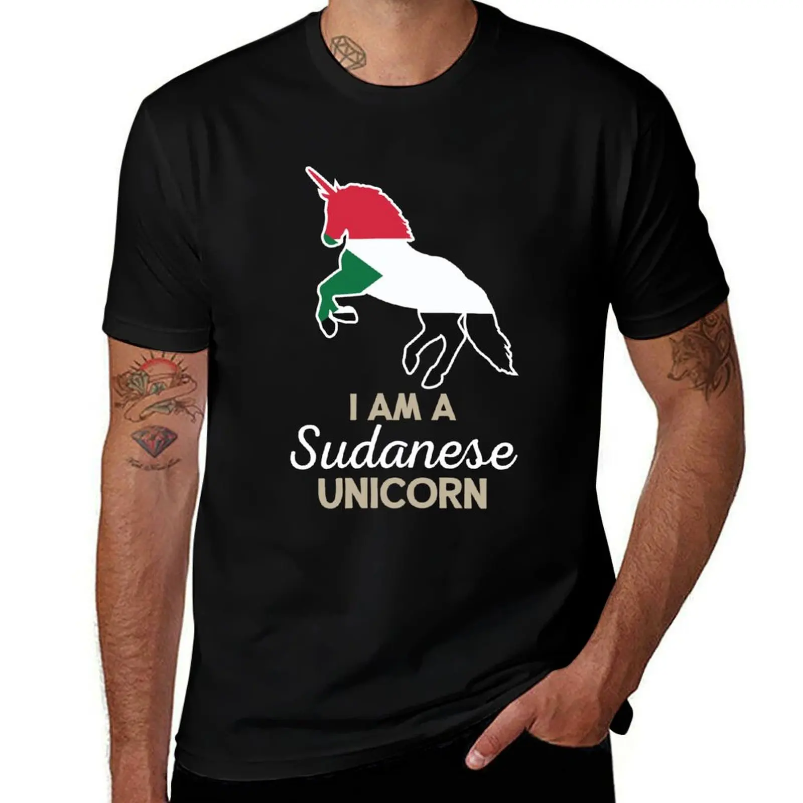 Sudan Flag Sudanese Unicorn T-Shirt Casual Loose Fit Short Sleeve T-Shirt
