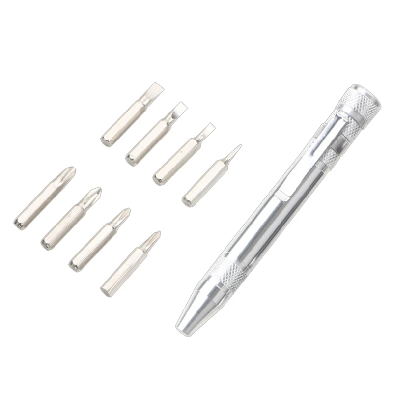 Lightweight Pen Shape Screwdriver Slotted for Cross Screwdriver Bits 8 in 1 Magnetic Screwdriver Handy Tool for Drop Shipping