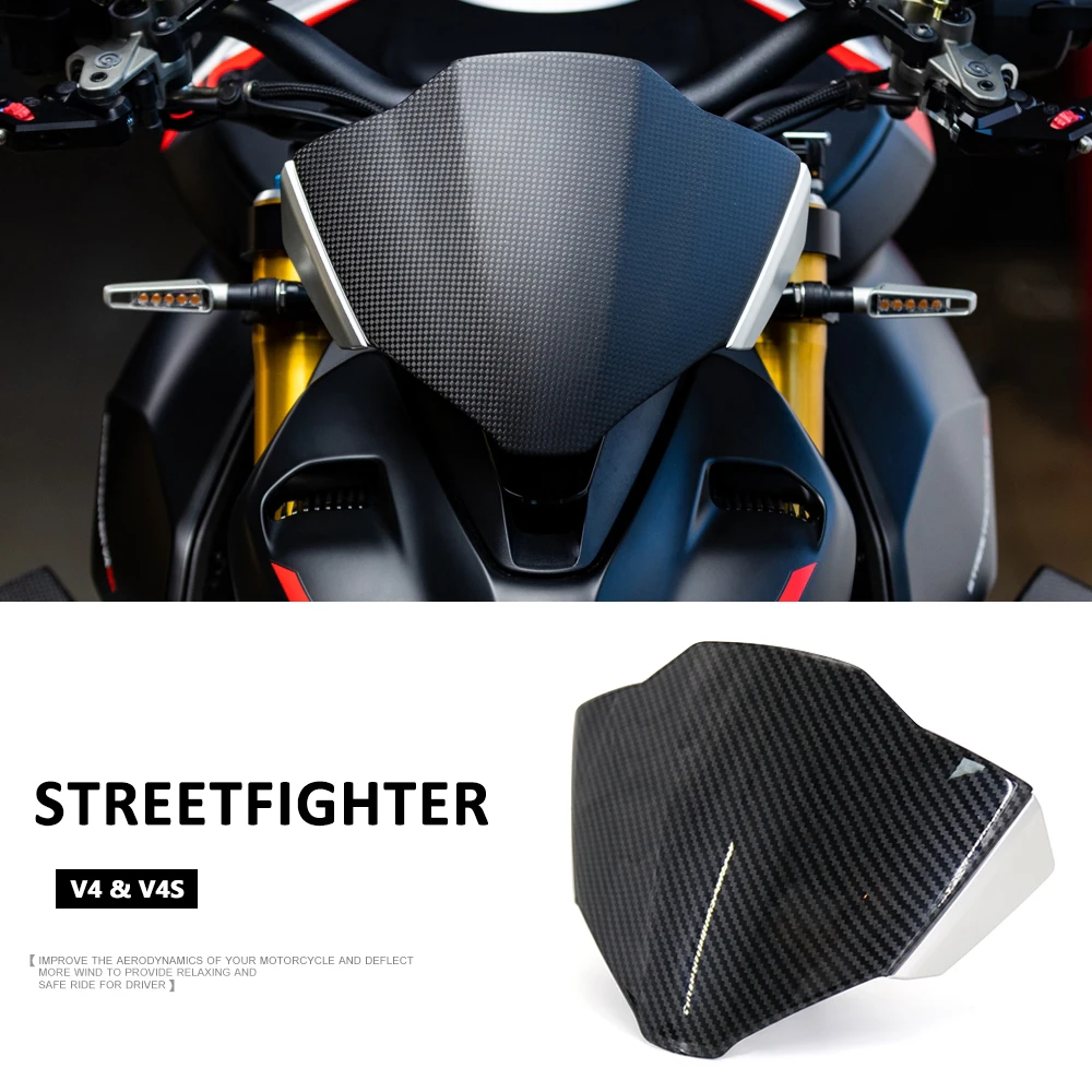 

Carbon fiber 2021 2022 2023 Motorcycle Sport Windshield Visor Windscreen Fits For Ducati STREETFIGHTER V4 Streetfighter V4 S V4S