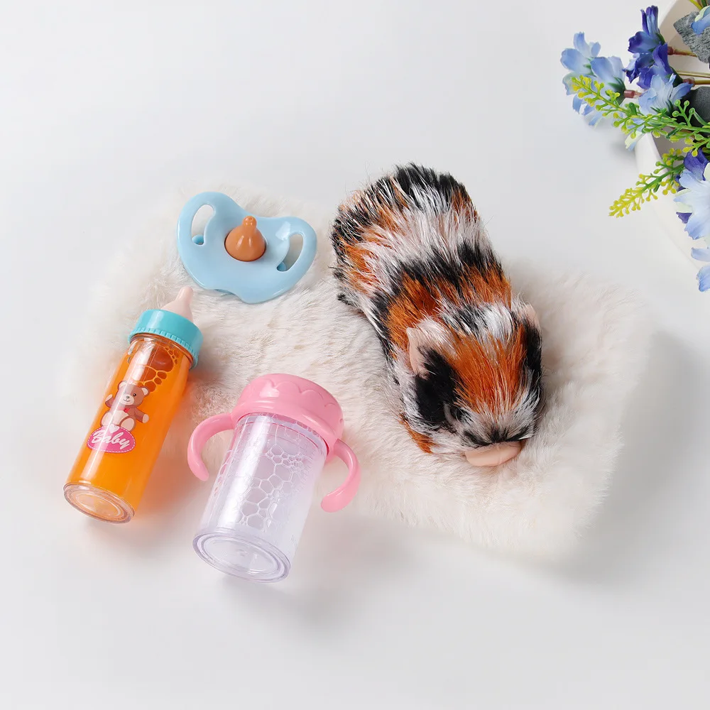 Schattig huisdier drie bloem varken speelgoed zacht levensecht varken kinderen speelhuis speelgoed met fles + fopspeen accessoires herboren pop verjaardagscadeau