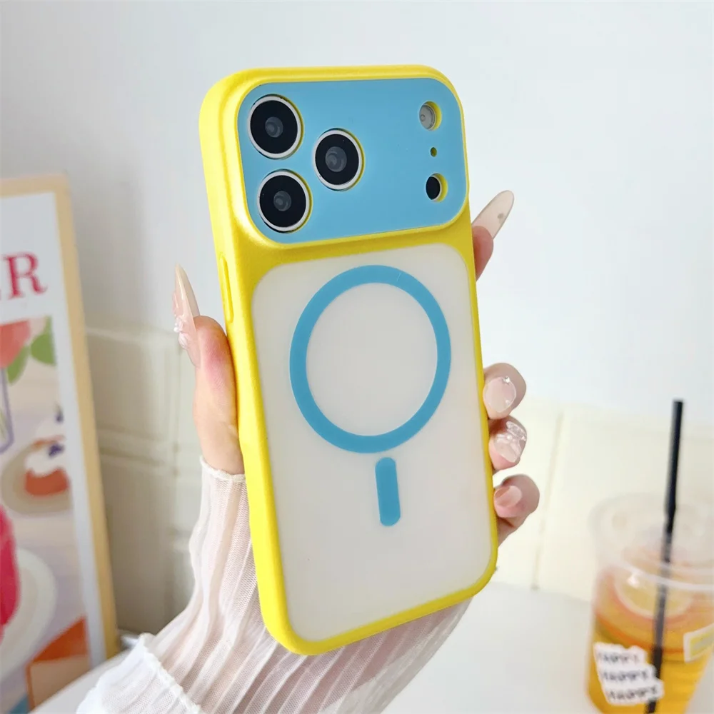 Luxury Color Collision For Magsafe Magnetic Phone Case for iPhone 18 17 Pro Max 16 15 14 Plus Wireless Charging Shockproof Cover