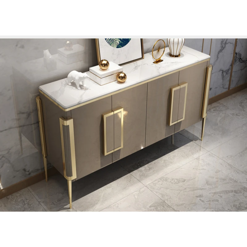 Armadietto da pranzo leggero e di lusso in ardesia, soggiorno, piccola famiglia, semplice e moderno, con portico in marmo