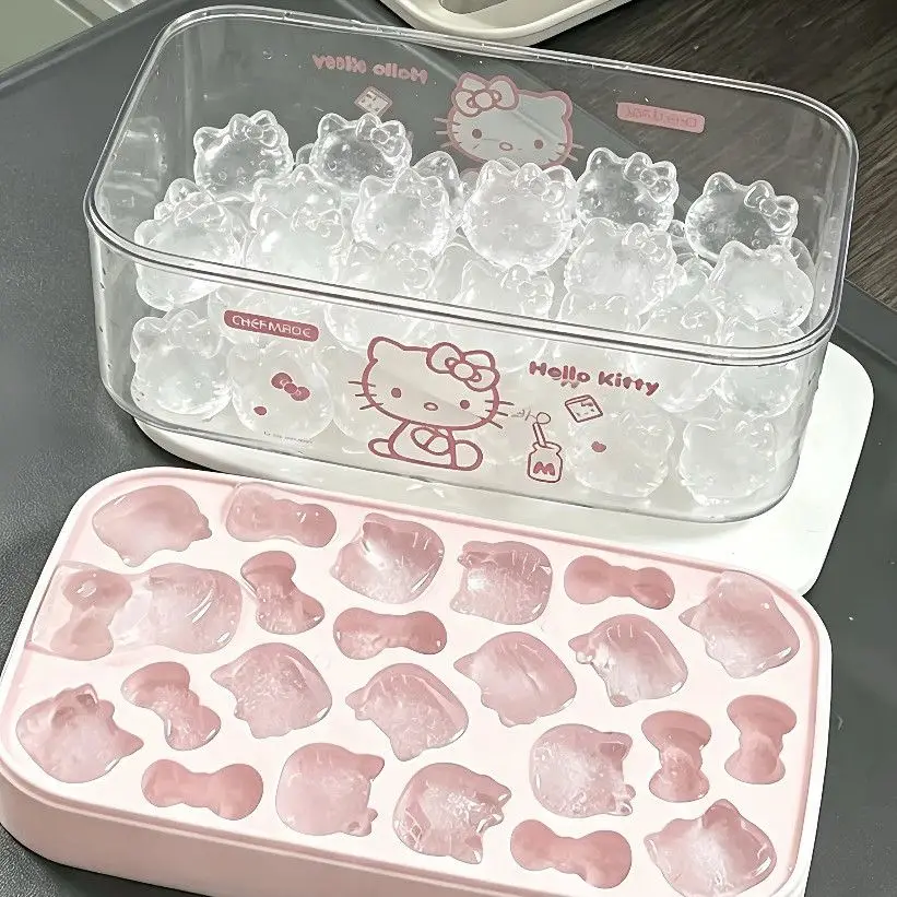 Cute Cartoon Ice Cube Mold Silicone Ice Tray Reusable Ice‑making Mould with Storage Box for Drinks