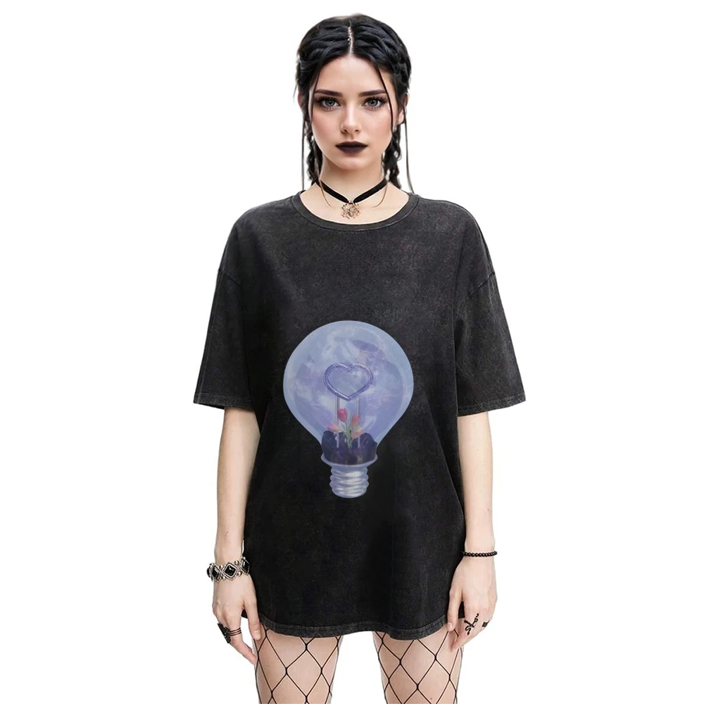 

Graphic Tees Bulb Garden Tee 100% Cotton, High - Quality Oversize Washed Tee. Flower Garden In Bulb, Artsy Y2K Vibe