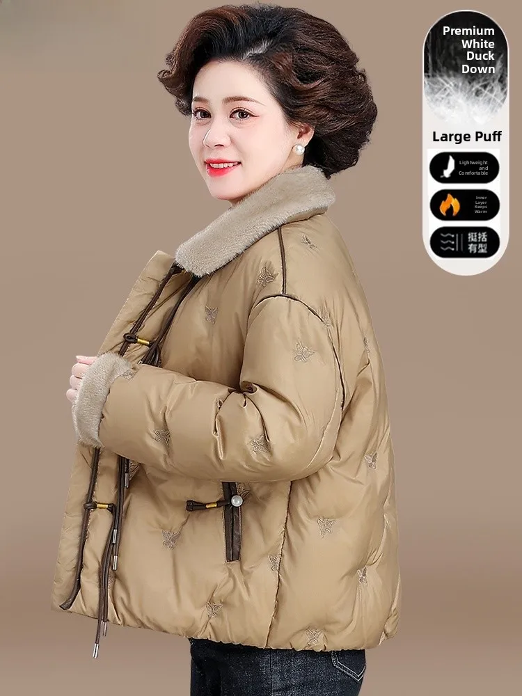 

Sli Mid-aged Women's down Jaet Faionable Autumn Winter Cotton Coat Outerwear Trendy Small Cotton Padded Women