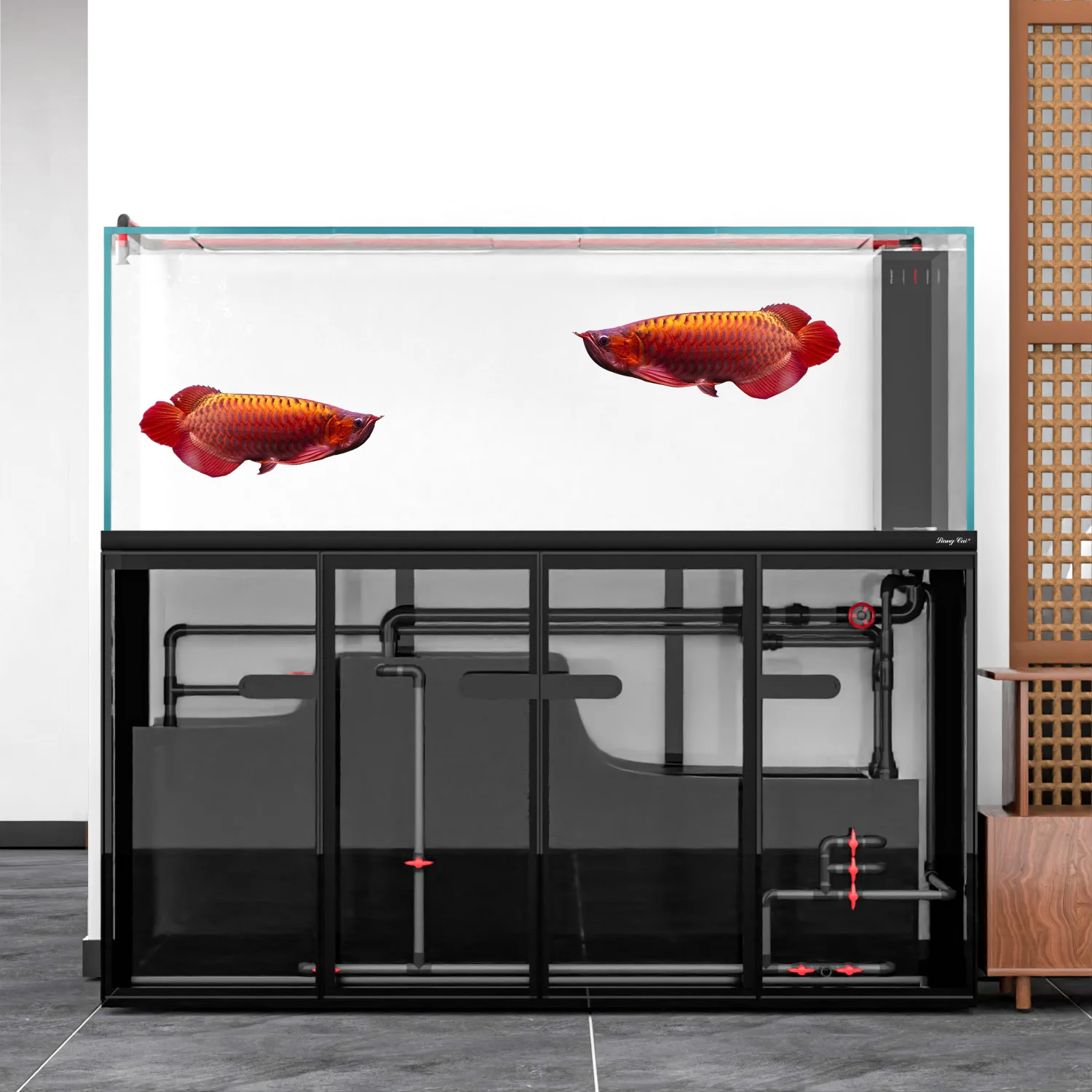 The new bottom filter of the fish tank, ultra-white glass, right-angle overflow, integrated pull bar,High Quality