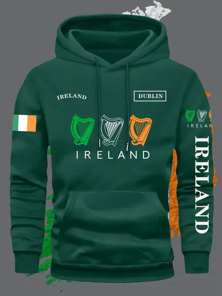 Irland-Flagge Herren Damen Pullover Hoodie Sweatshirt Outdoor Street Casual Sport Fitness Laufen Trendy Herbst Winter Oberteil Kleidung – Detail 3