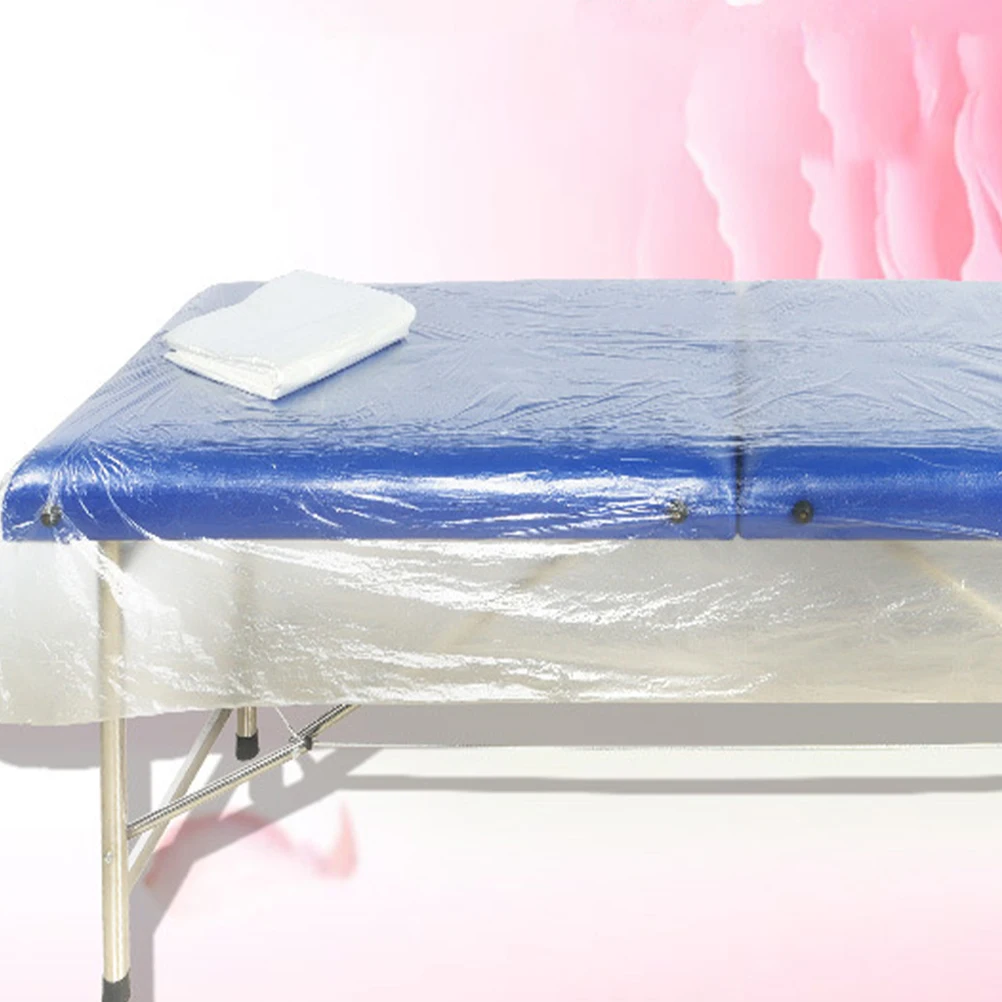 

90 Pcs Disposable Bed Sheet PE Film Massage Cover Salon Spa Supplies Waterproof Breathable Beauty Salon Bedsheet