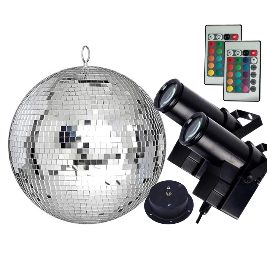 

Thrisdar Dia25CM 30CM Reflective Glass Mirror Disco Ball With 10W RGB Beam Pinspot Lamps Home Party Wedding Disco Stage Light