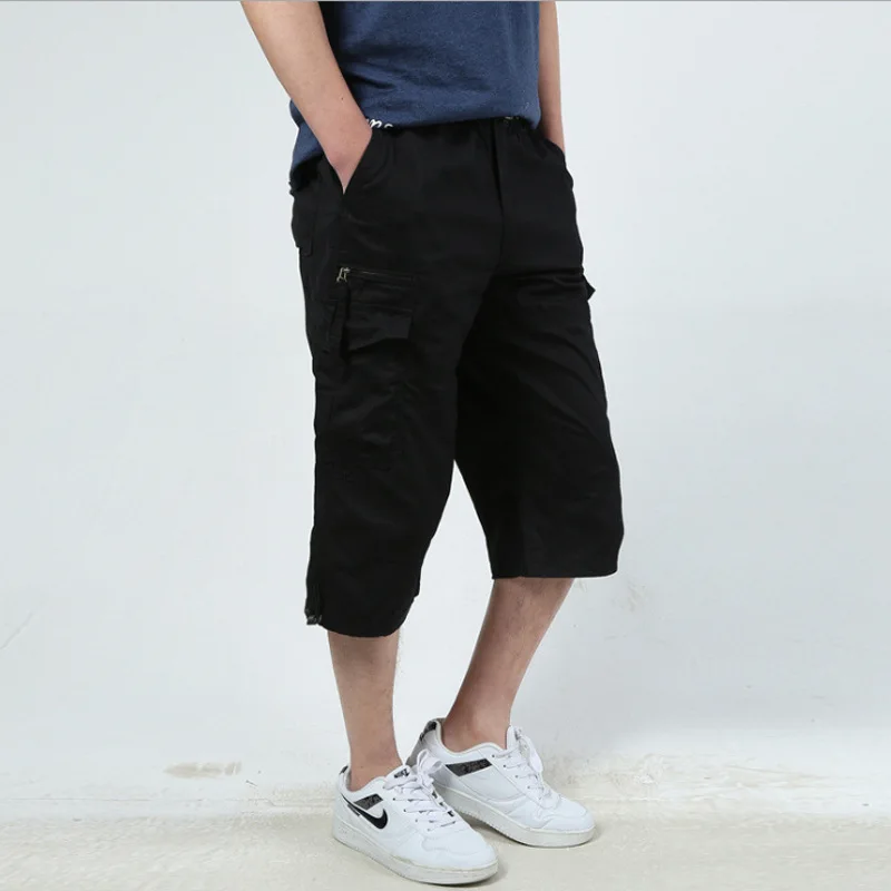 Summer Baggy Capri Pants Men's Plus Size 5XL Shorts Fashion Casual Thin Big Cargo Short Pants Mens Bottoms