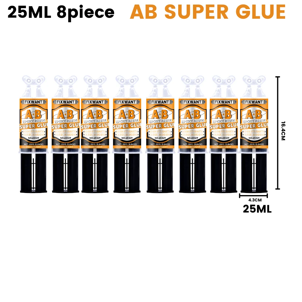 Epoxidharz-AB-Kleber, transparent, hochfest, wasserfest, vielseitig einsetzbar, hitzebeständig, Metall, Keramik, Glas, Klebstoff, 6/25 ml