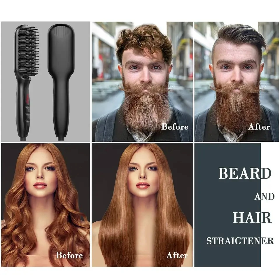 Electric Beard Comb Hair Straightener Brush Hot Hair Brushes Straightener Hair Anti-scalding Ceramic Beard Straightening Brush