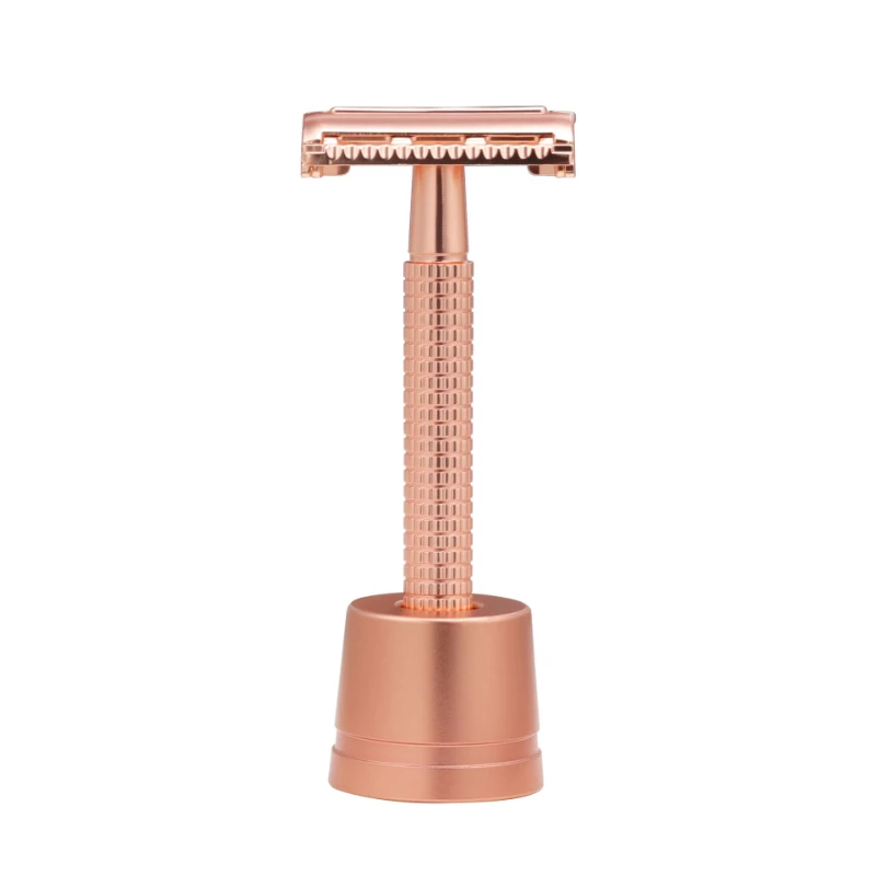 

Женский экологически биоразлагаемый и многоразовый металлический набор бритв для защиты лица включает держатель для бритвы для бритья.