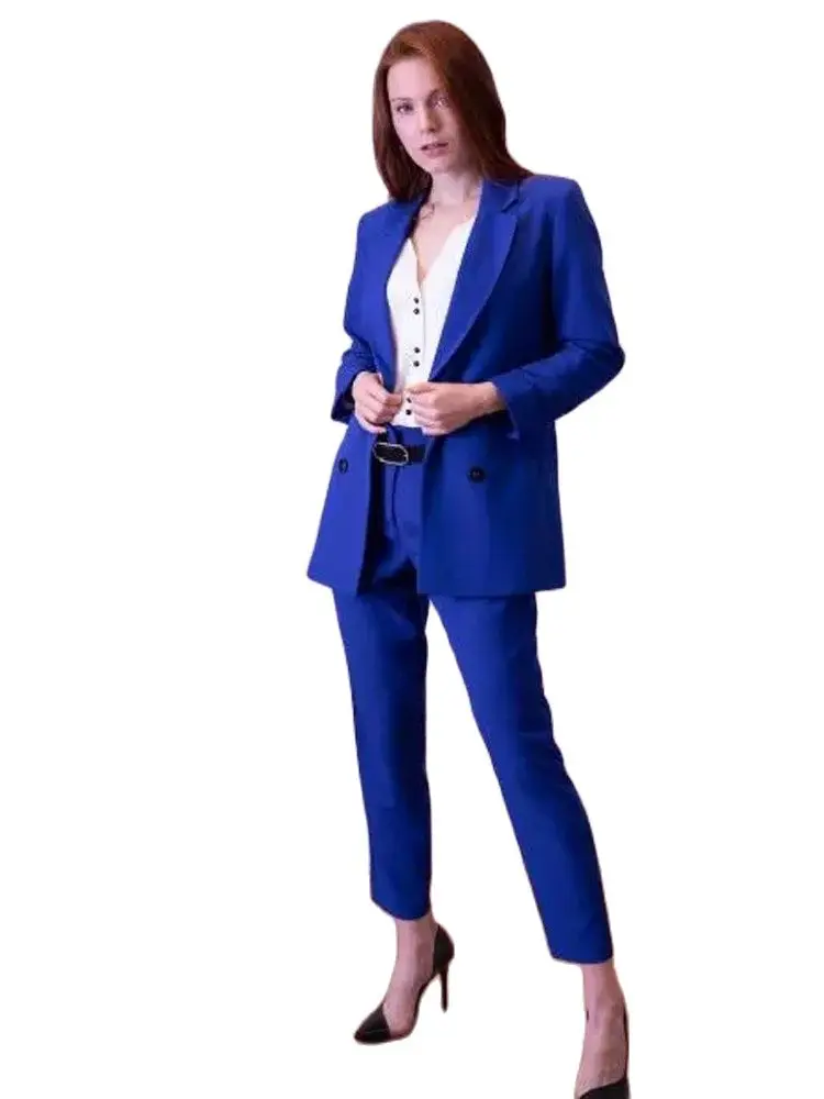 

Royal Blue Women Pantsuits Notch Lapel Jacket+Pants Women Business Suits Women Pantsuit Female Trouser Suit Custom Made