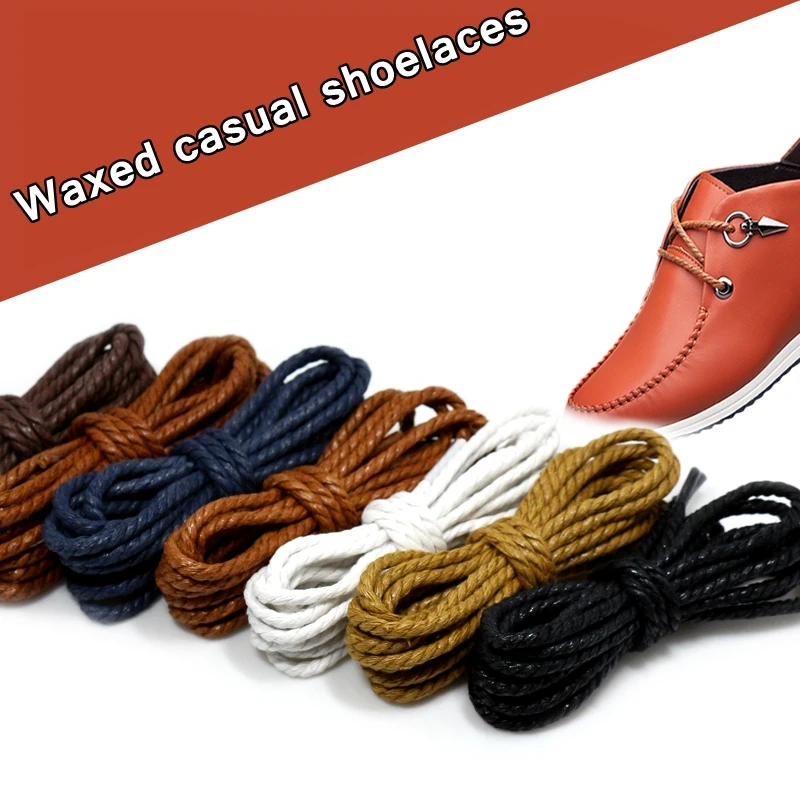 

1 Pair Round Shoelaces Waxing Waterproof Cotton Shoe Laces Used for boots Casual Leather Shoes Unisex 120 CM Shoelace