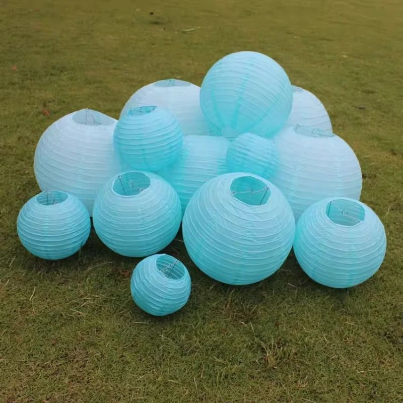 4/6/8/10/12/14/16inch Chinese Paper Lampion Hanging Blue Series Wedding Decoration Paper Lanterns Lampshade Birthday Party Decor