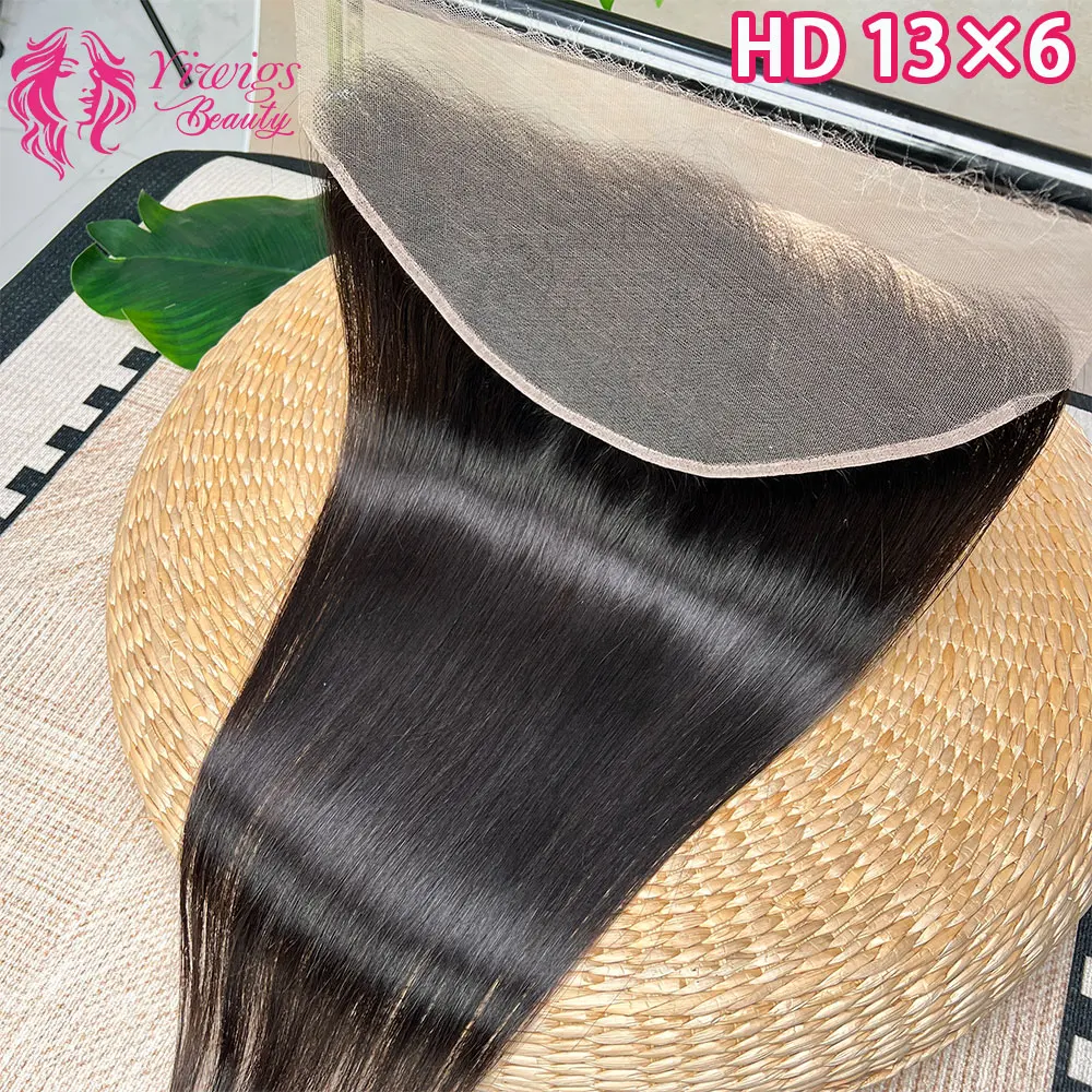13x6 HD Lace Straight Frontal Natural Black HD Lace Closure Human Hair Melt Skins Pre Plucked Vietnamese hair For Women