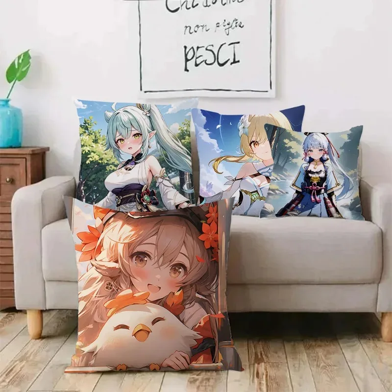 Anime  G-Genshin Impacts Kawaii Pillow Covers Cartoon Sofa Decorative Home  Printing  Cute Cushion Cover