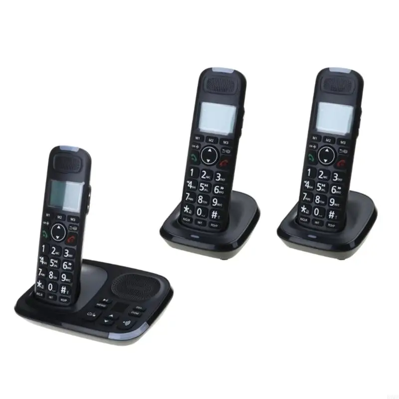 Cordless Phone Set With 1 Base And 2 Handsets For Home Or Office Use Clear Calls Long Service Low Radiation Telephone 896C