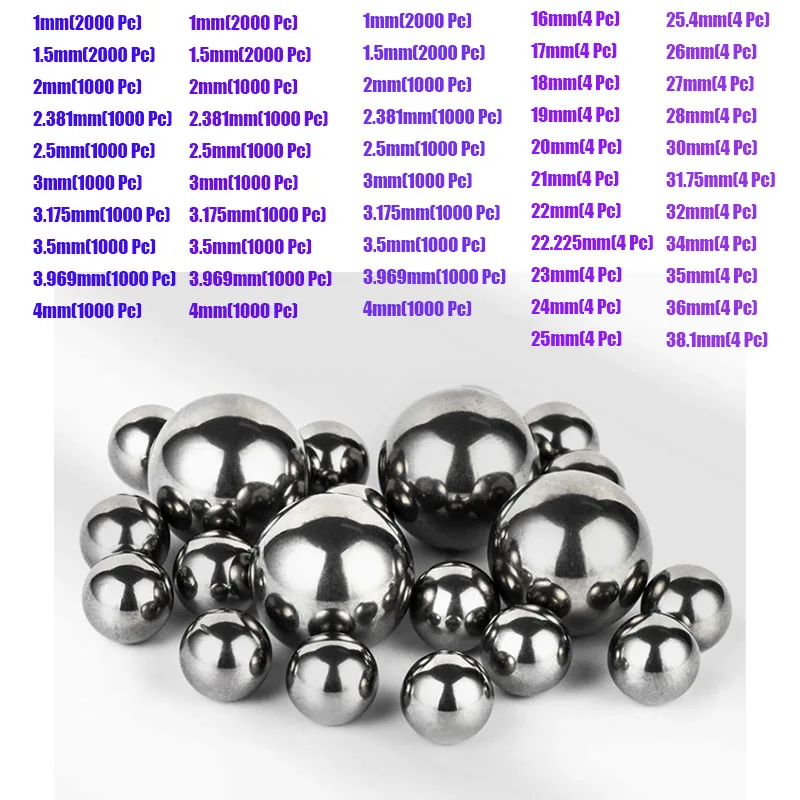 

304 Stainless Steel Solid Ball Dia 1-80mm High Precision Bearing Steel Small Pellet Round Smooth Slides Ball Bearing Ball