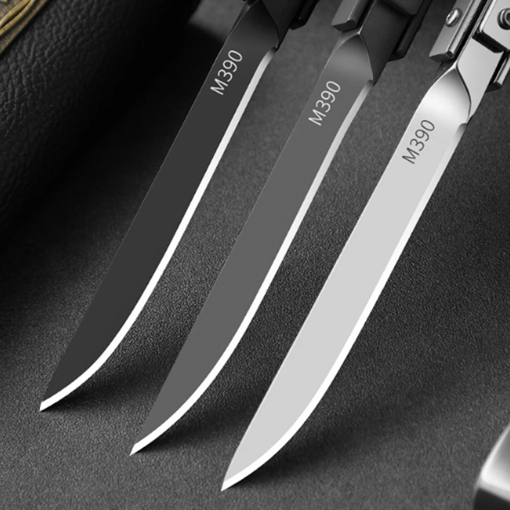 Mini M390 blade stainless steel handle knife outdoor EDC portable unboxing self-defense new rotatable small knife