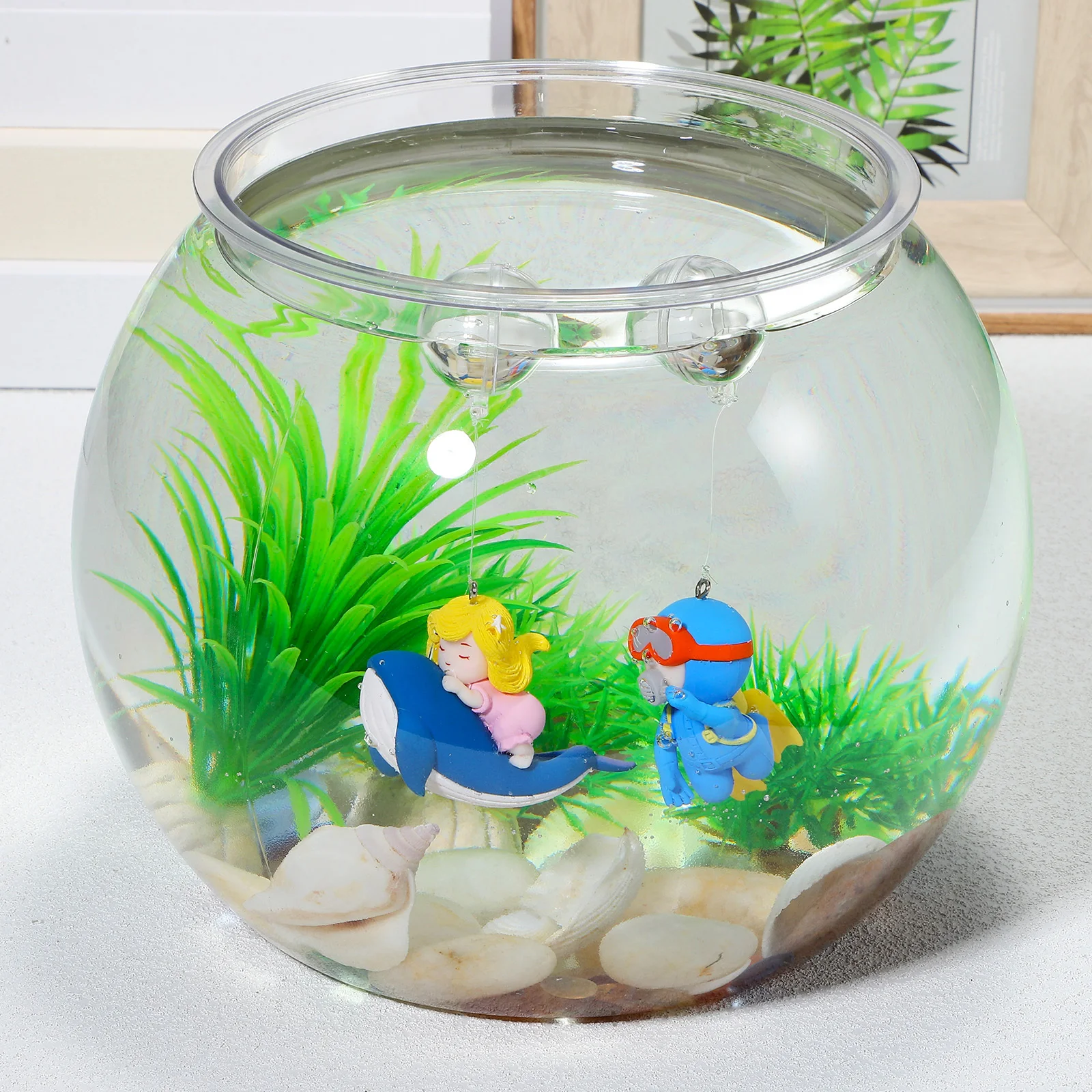 

2Pcs Floating Diver Aquarium Decorations Cute PVC Fish Tank Ornament Vibrant Floating Fish Tank Accessories Aquarium Decor