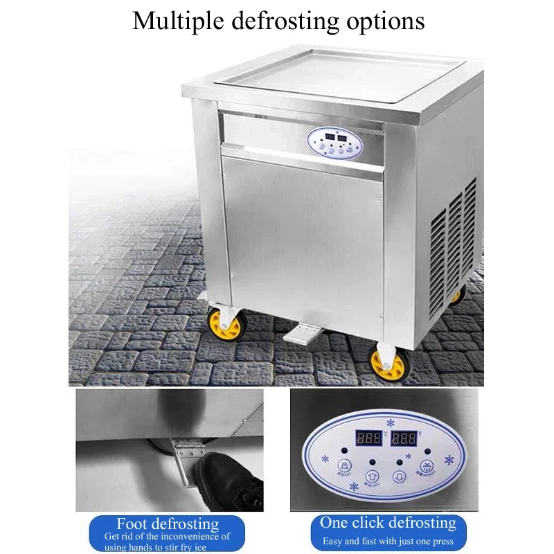 Máquina de sorvete laminado frito, iogurte frito, smoothie de frutas, freezer, mesa, máquina comercial de rolo de sorvete frito