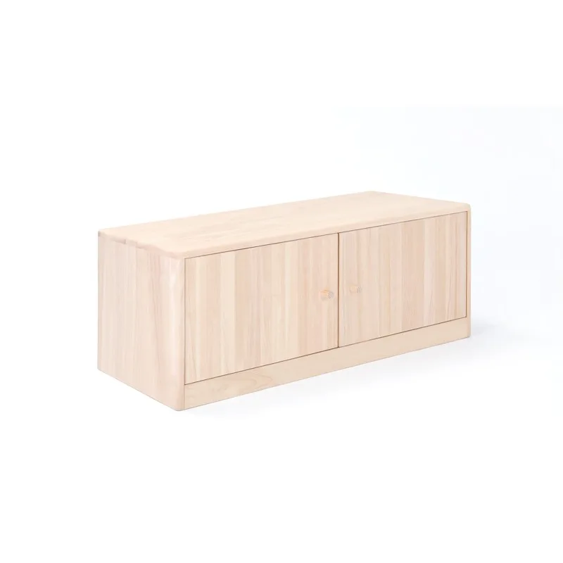 Swing door can sit bay window TV cabinet Solid wood floor cabinet