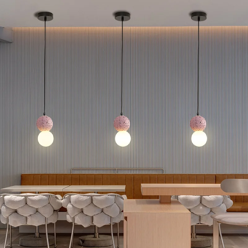 

Terrazzo Glass Ball Pendant Lamp Nordic Room Decor Bar Restaurant Living Bedroom Fixtures Chandelier Personality Led Lights