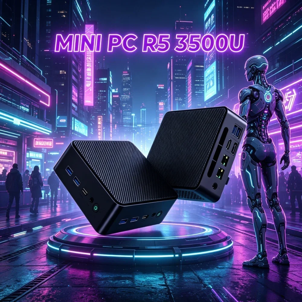 Mini PC AMD Ryzen 5 3500U 2TB M.2 SSD, Hot Portable Small Desktop 32GB DDR4 Win11 4K HDMI DP Budget