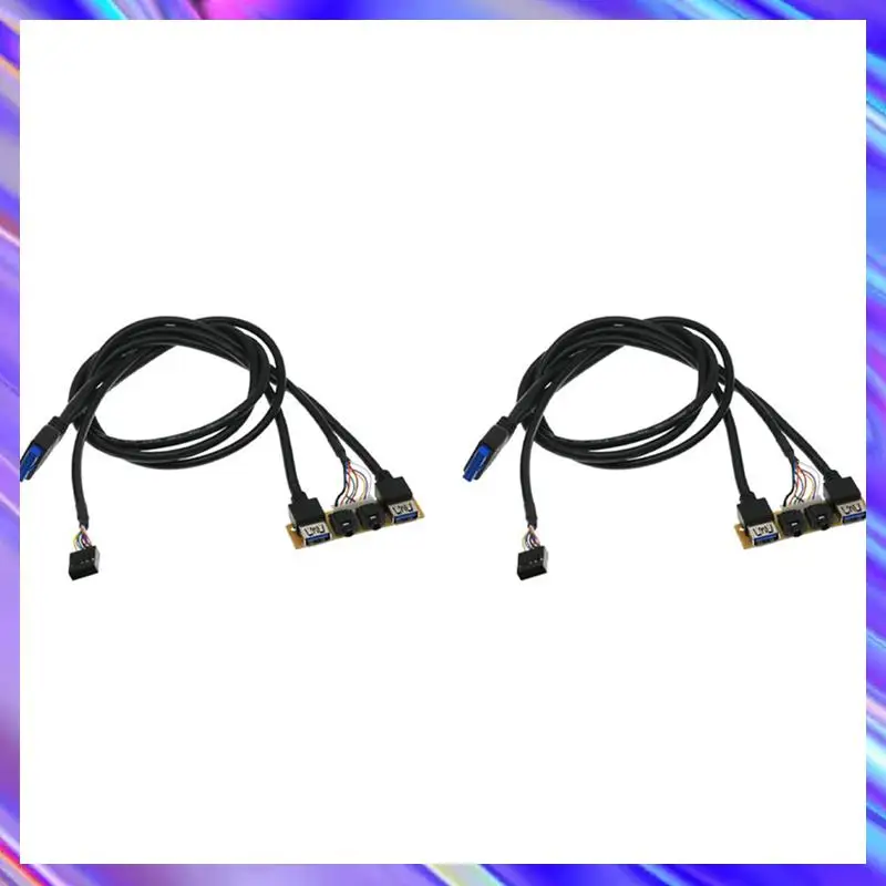 

2Pcs 60Cm Front Case Panel USB3.0+USB3.0+HD Audio Jack Ports I/O Board+Internal Wire USB Bezel Line Case Extension Line