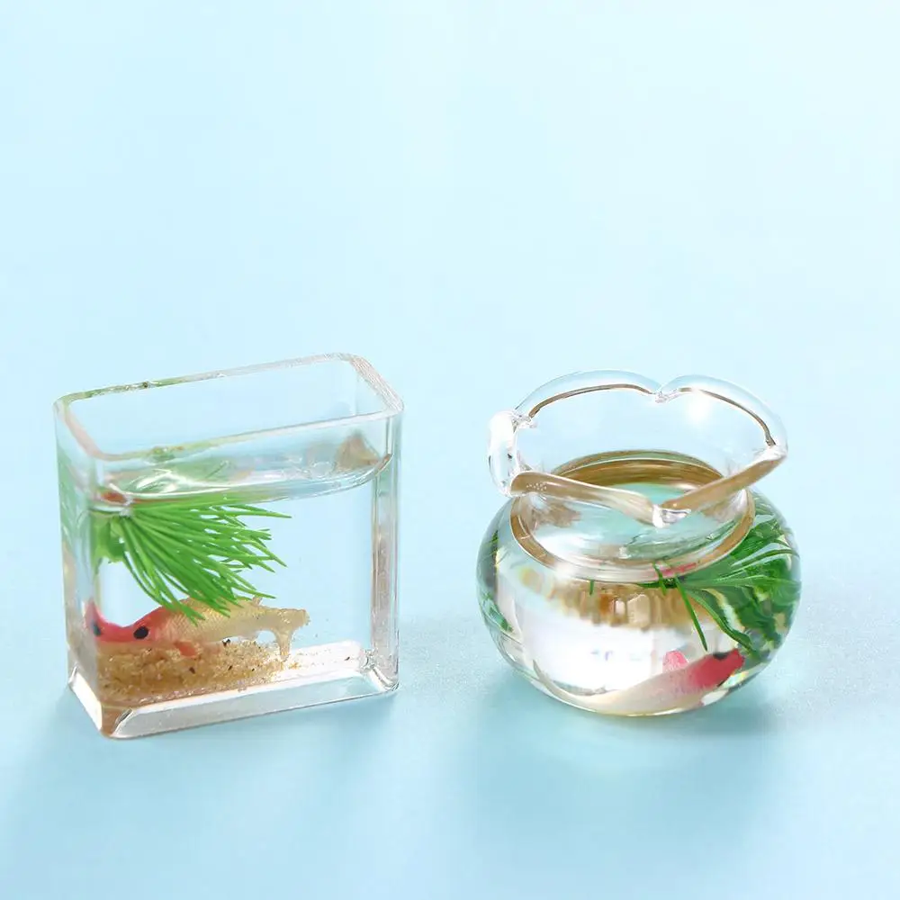 Decals Furniture Accessories Dollhouse Toy Miniature Fish Bowl Dollhouse Miniature Glass Fish Tank Model Miniature Fish Tank