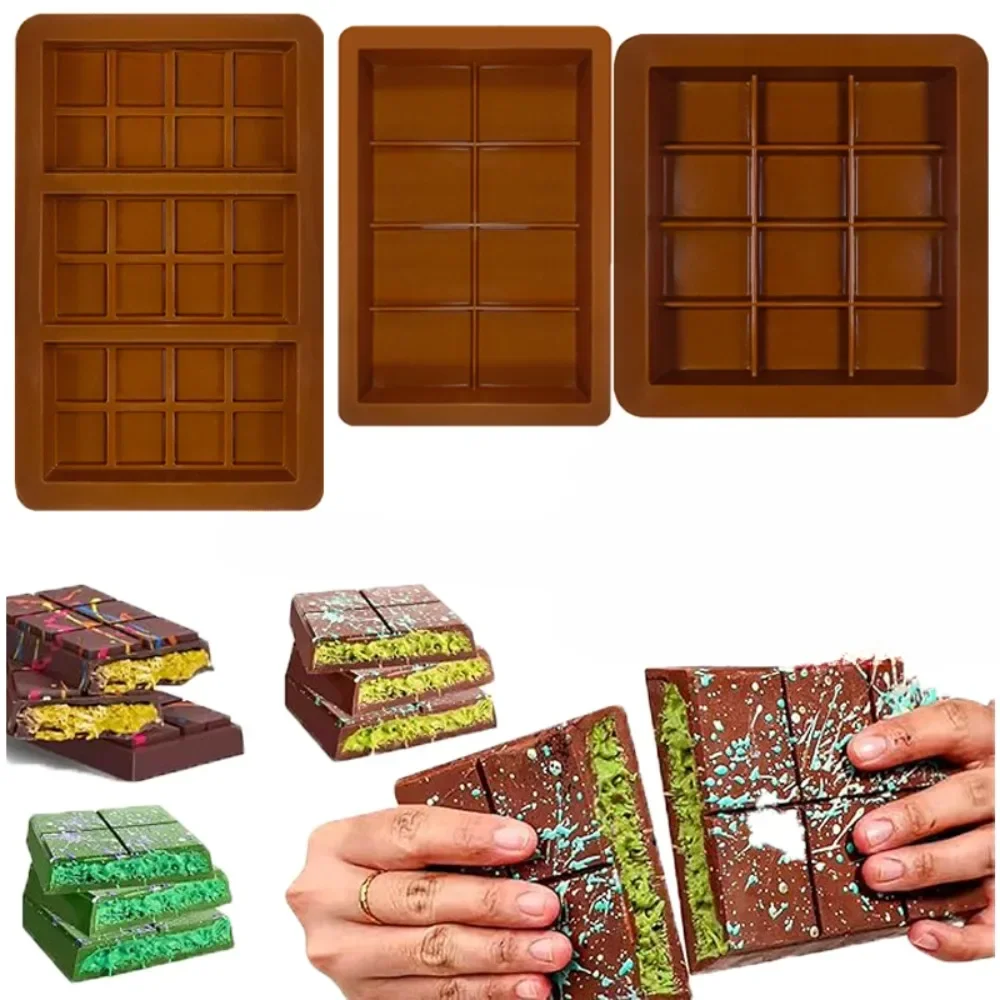 DIY Chocolate Bar Silicone Mold 8/12/24 Grids  Chocolate Mold for Chocolate Bar Pistachio Candy Bar Mold Handmade Gifts