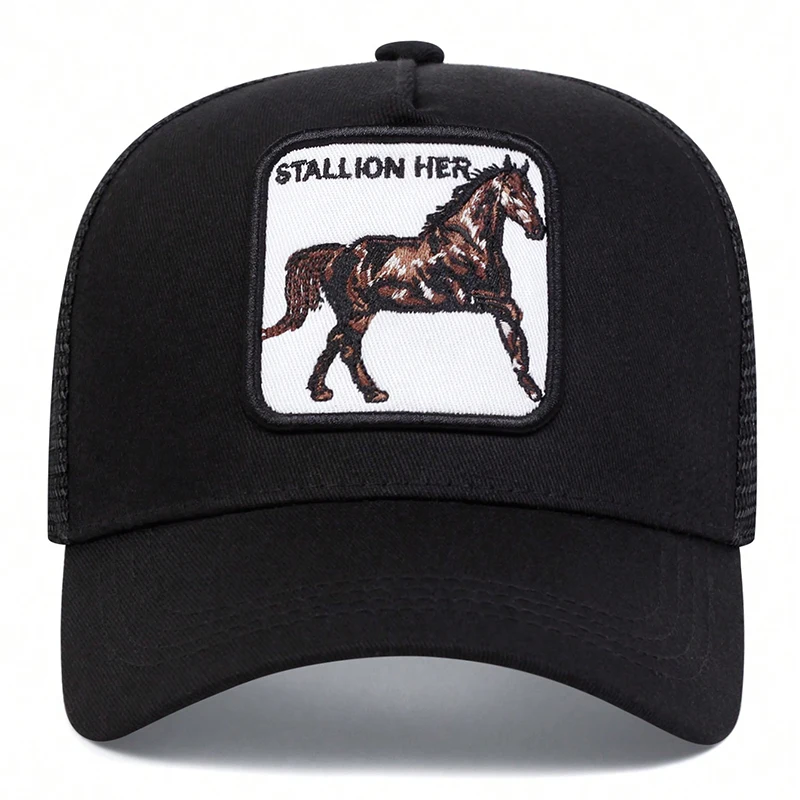 Unisex Horse Stallion Her Embroidery Embroidery Baseball Net Caps Spring and Summer Outdoor Adjustable Casual Hats Sunscreen Hat