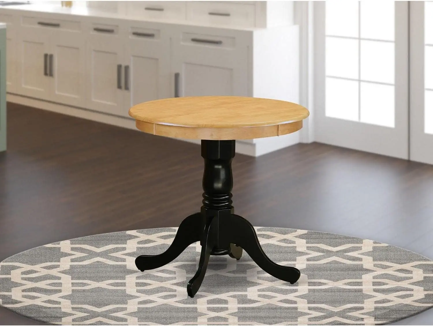 Room Table - a Round kitchen Table Top with Pedestal Base, 30x30 Inch, Oak