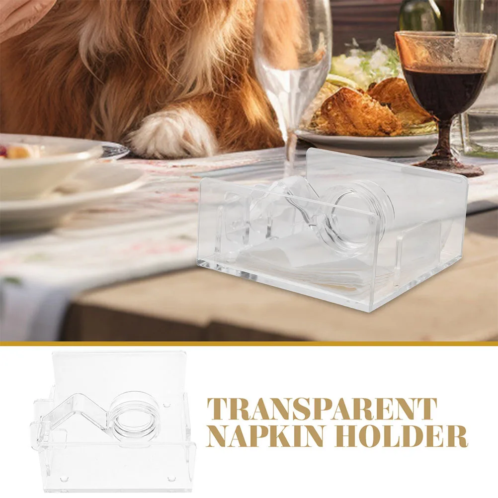 

2pcs Clear Acrylic Napkin Holder Transparent Tabletop Dispenser For Kitchen Bar Restaurant Stable Base Dinner Party Use
