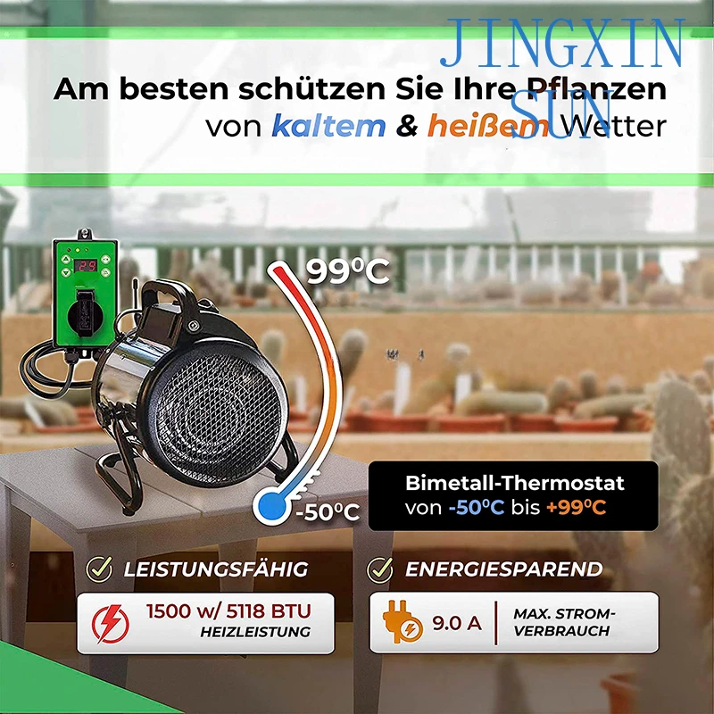 Electric Blower Heater 2000-Wa - огляд і ціна Greenhouse Heater Electric Digital Thermostat