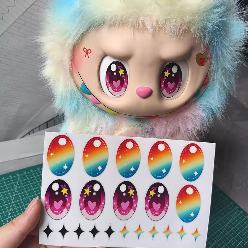 38cm handmade doll eye stickers for Labubu Zimomo cloth dolls DIY valentines day makeup materials and clothing accessories