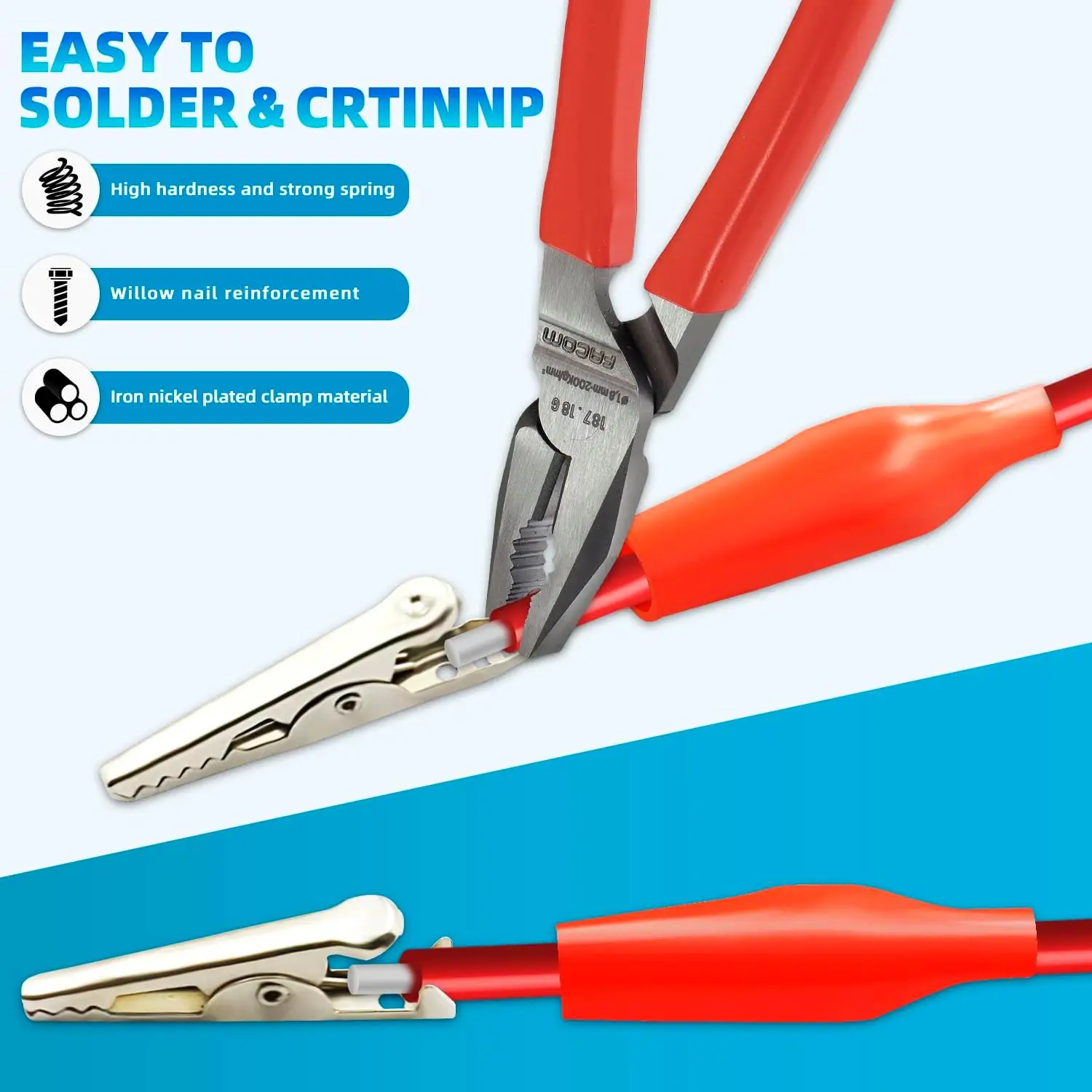 Alligator Clips Electrical Test Kit, 10pcs 1”/27mm 5A Insulated Alligator Clip Crocodile Clamps Jumper Helper with Protective image 3